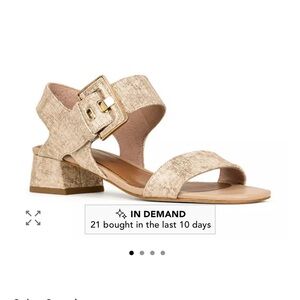 Donald Pliner Metallic Beige Low Block Heel Sandals